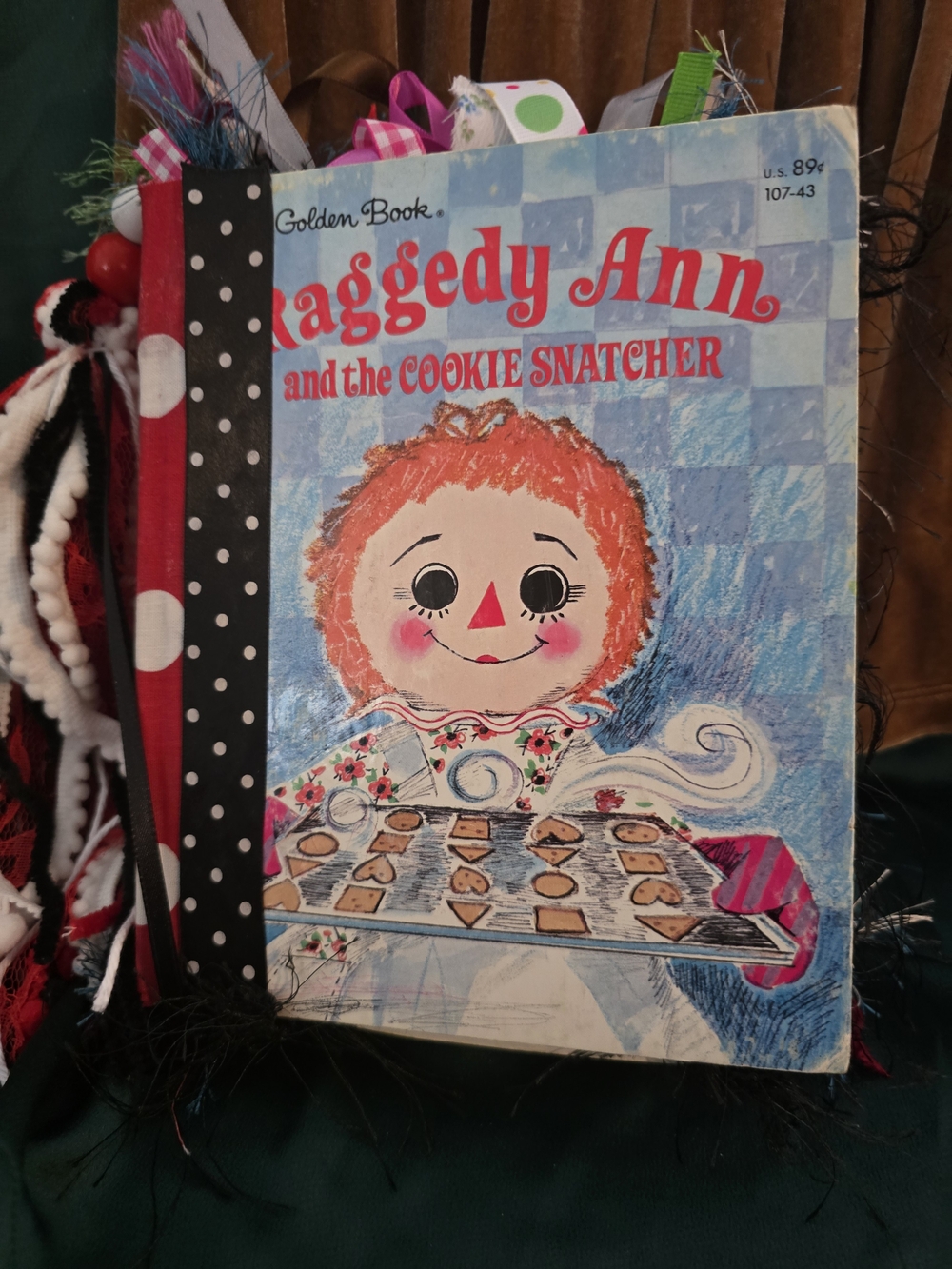Golden Book Raggedy Ann Mixed Media Art - Red, Pink, Blue